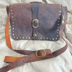 Patricia Nash Mantova Studded Rustic Saddle Crossbody Shoulder Bag